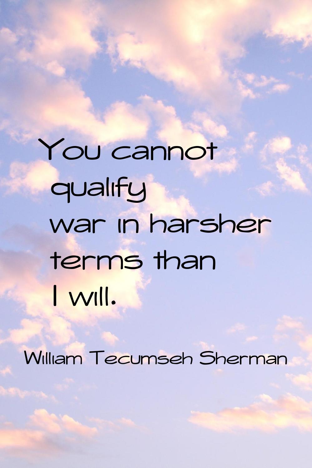 You cannot qualify war in harsher terms than I will.