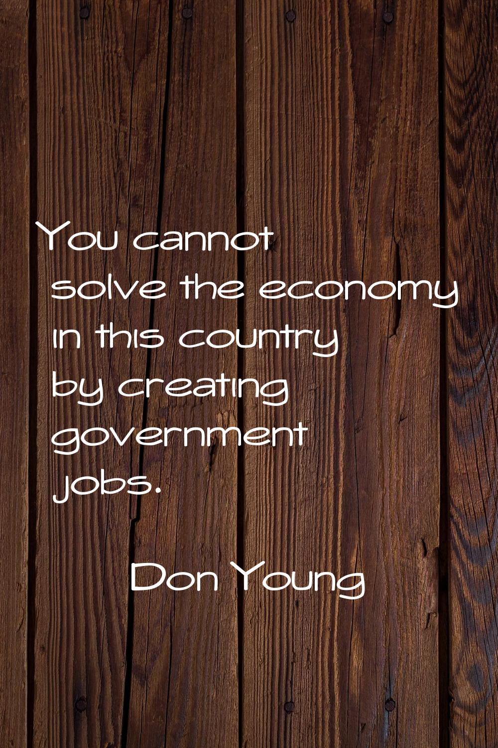 You cannot solve the economy in this country by creating government jobs.