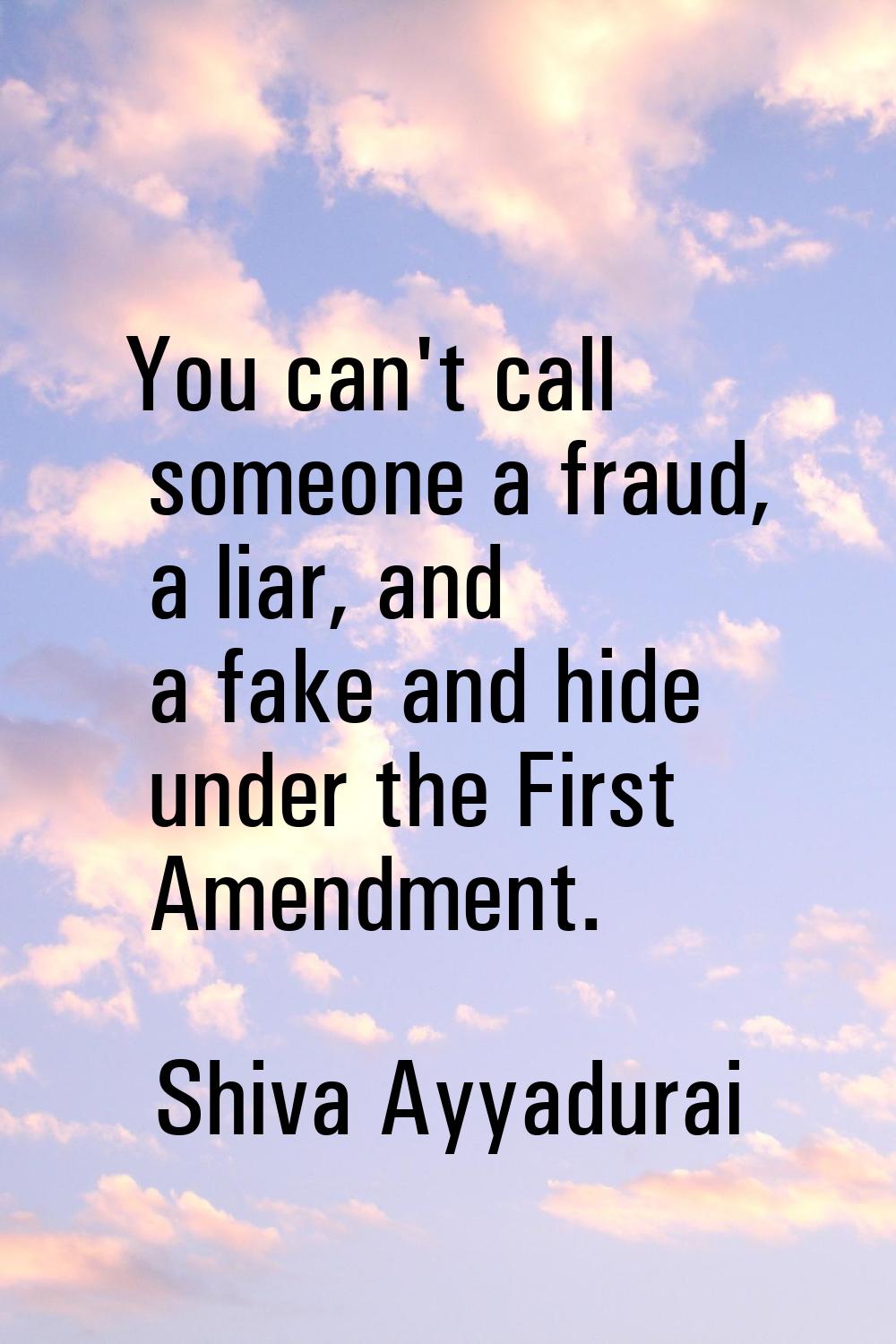 You can't call someone a fraud, a liar, and a fake and hide under the First Amendment.
