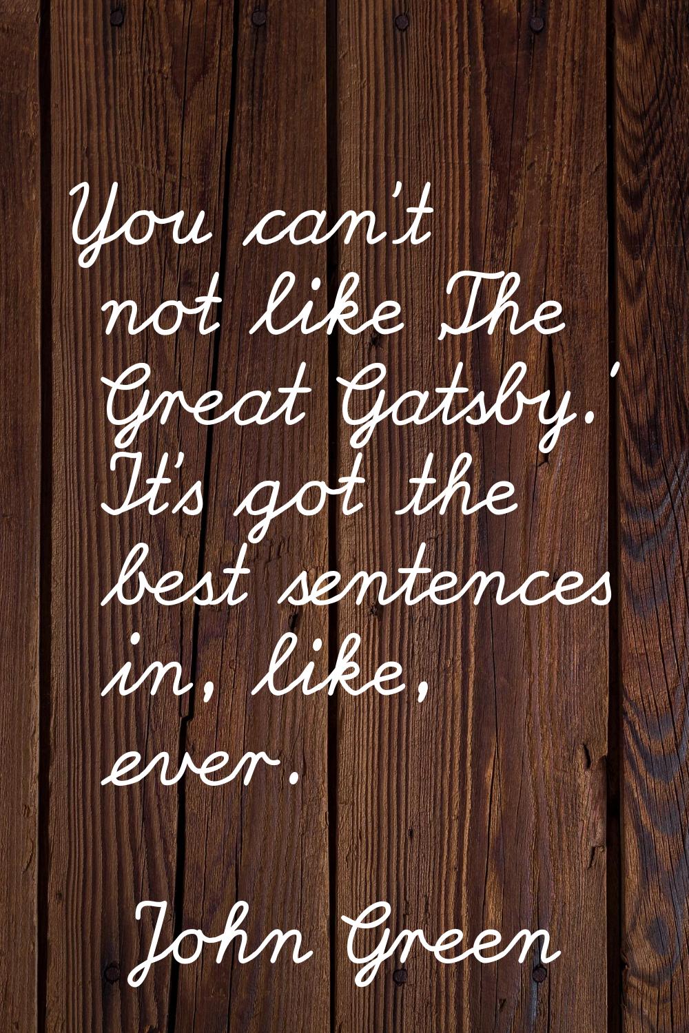 You can't not like 'The Great Gatsby.' It's got the best sentences in, like, ever.