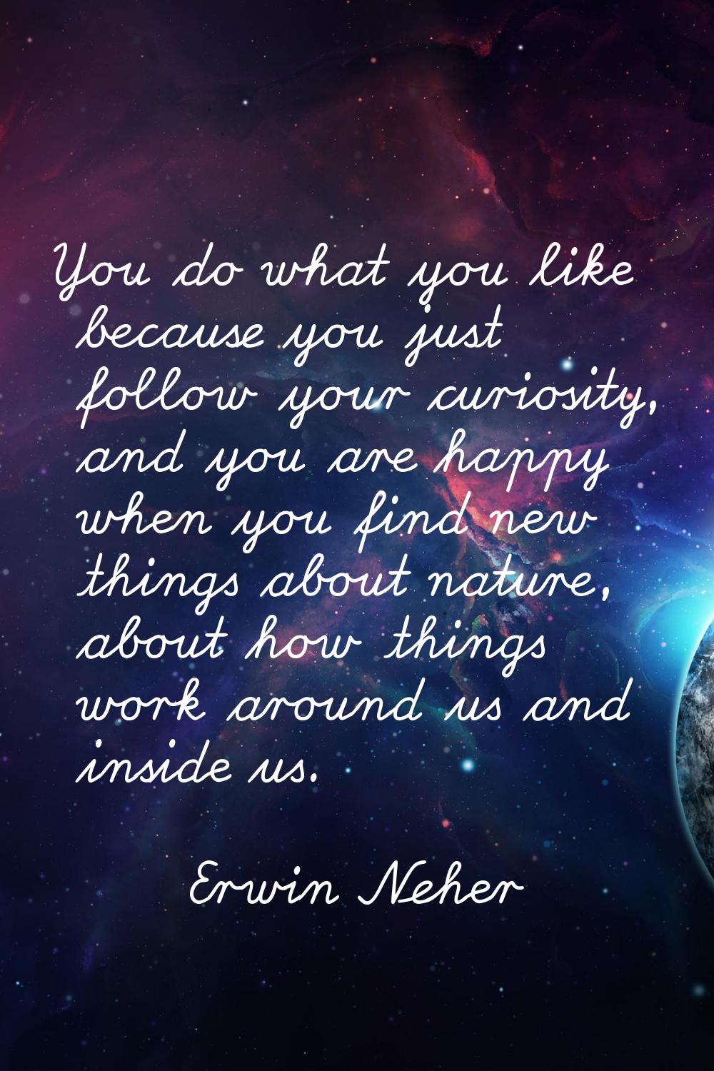 You do what you like because you just follow your curiosity, and you are happy when you find new th