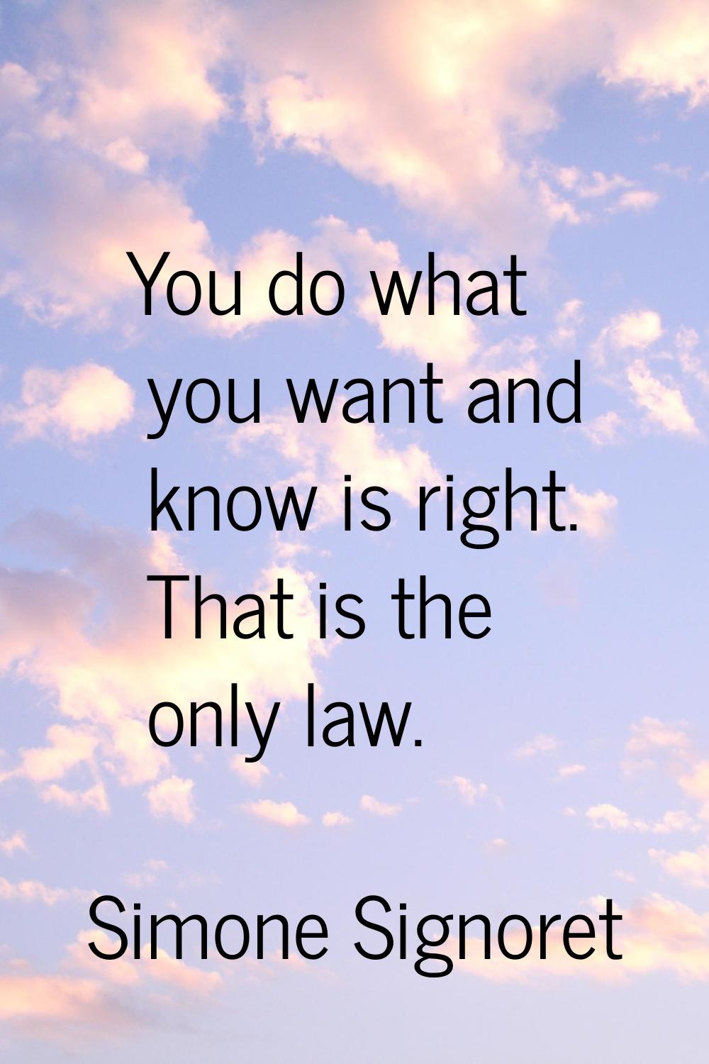 You do what you want and know is right. That is the only law.