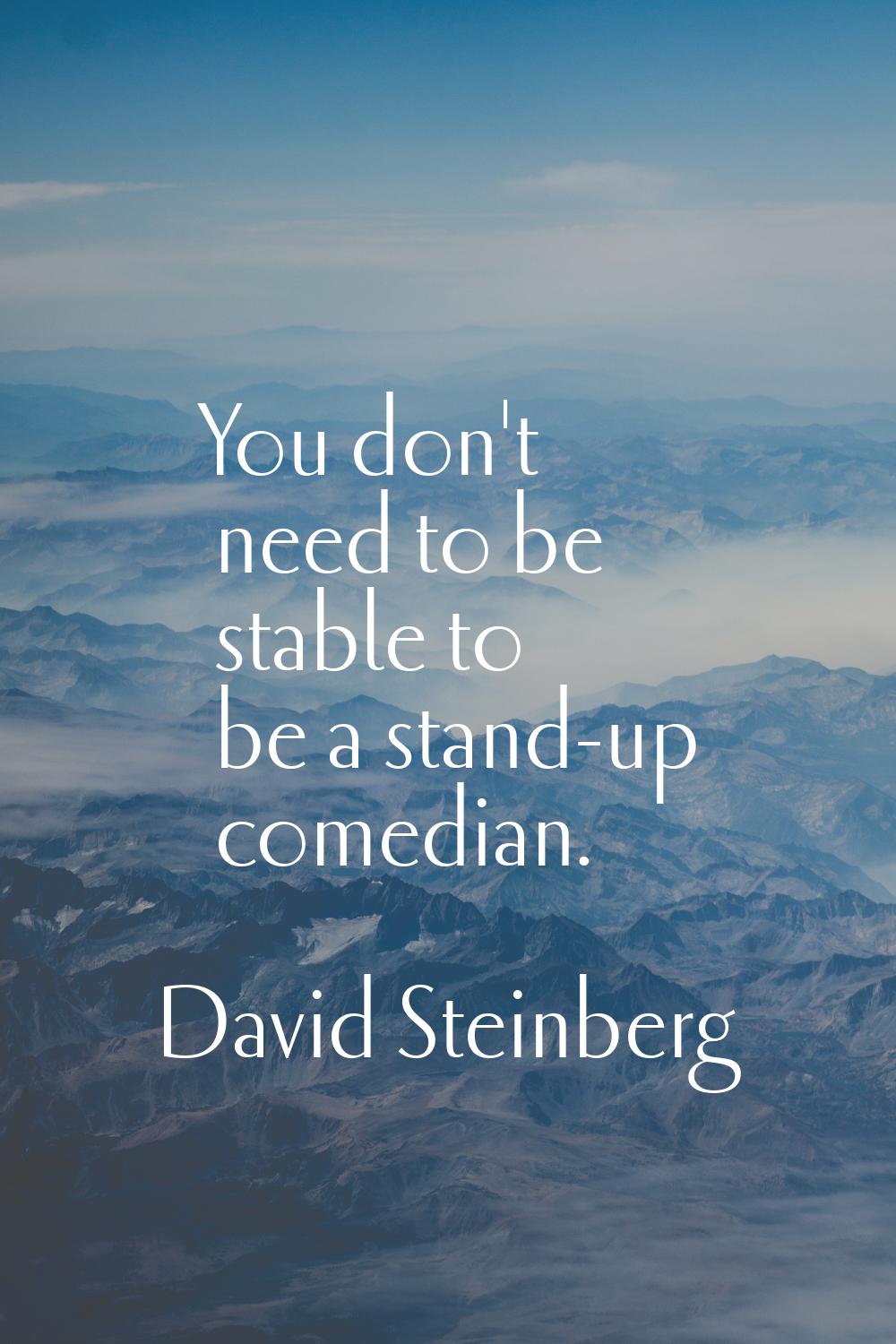 You don't need to be stable to be a stand-up comedian.