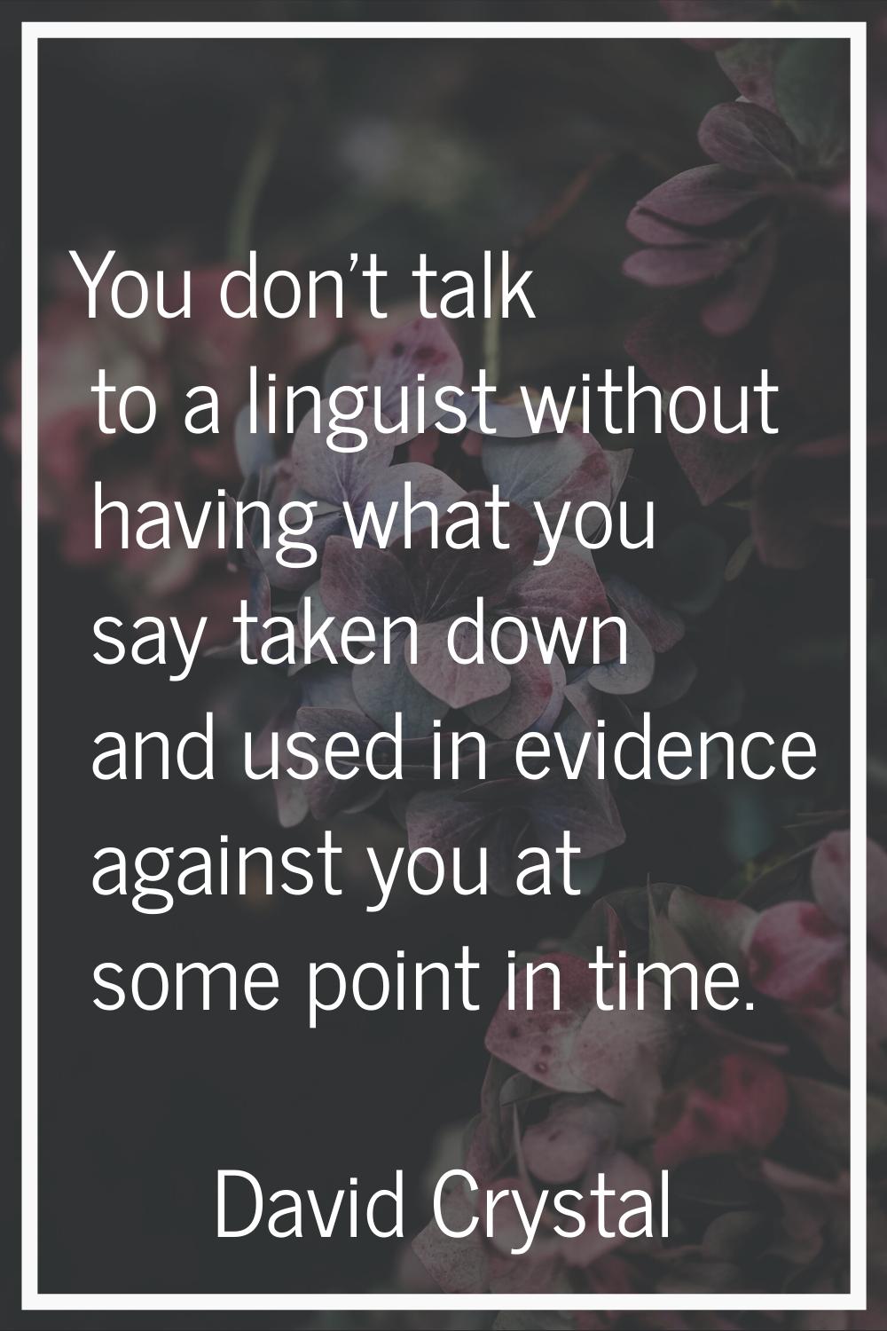You don't talk to a linguist without having what you say taken down and used in evidence against yo