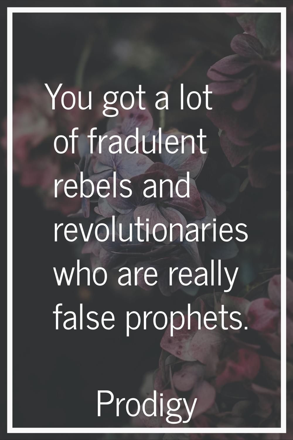 You got a lot of fradulent rebels and revolutionaries who are really false prophets.