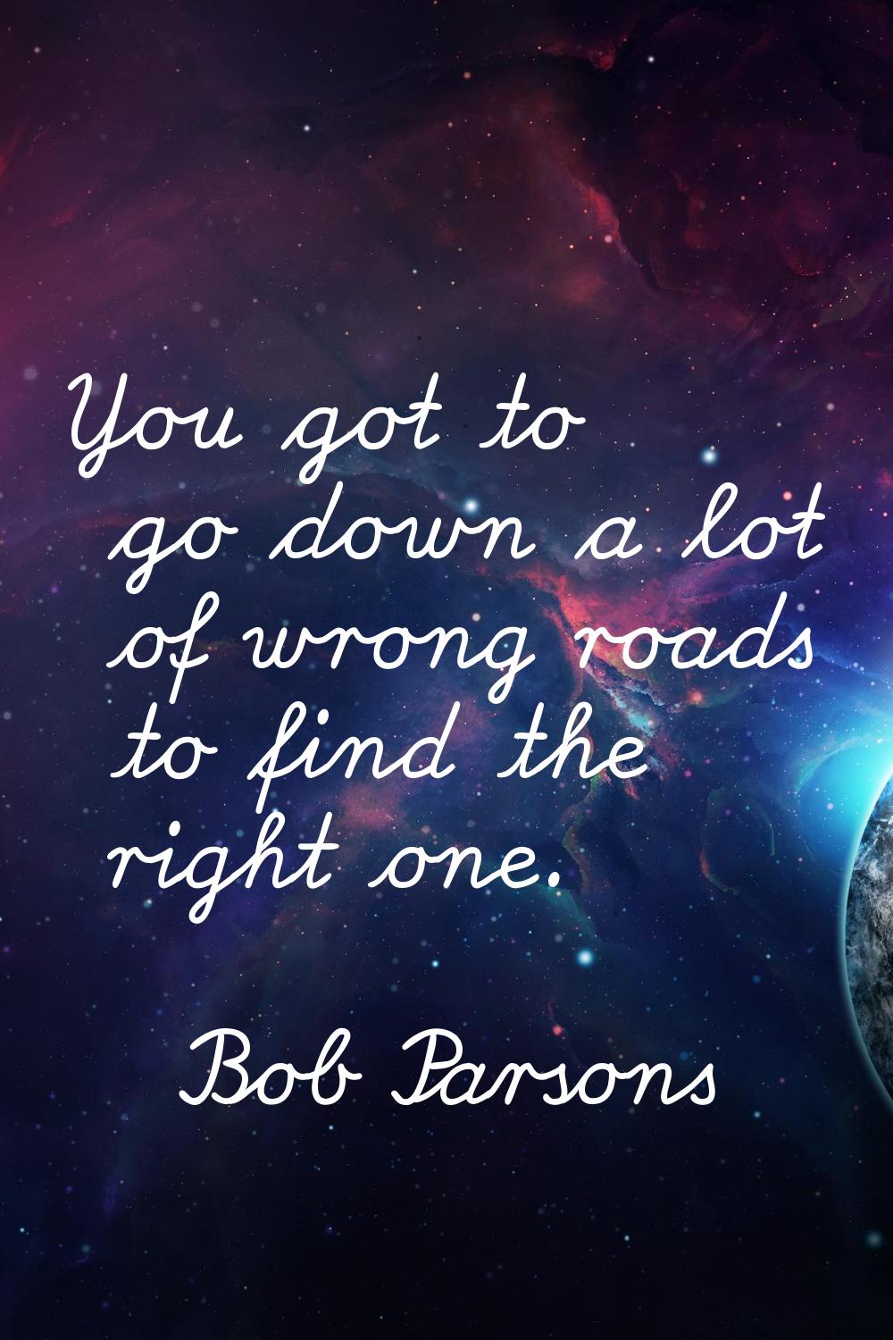You got to go down a lot of wrong roads to find the right one.