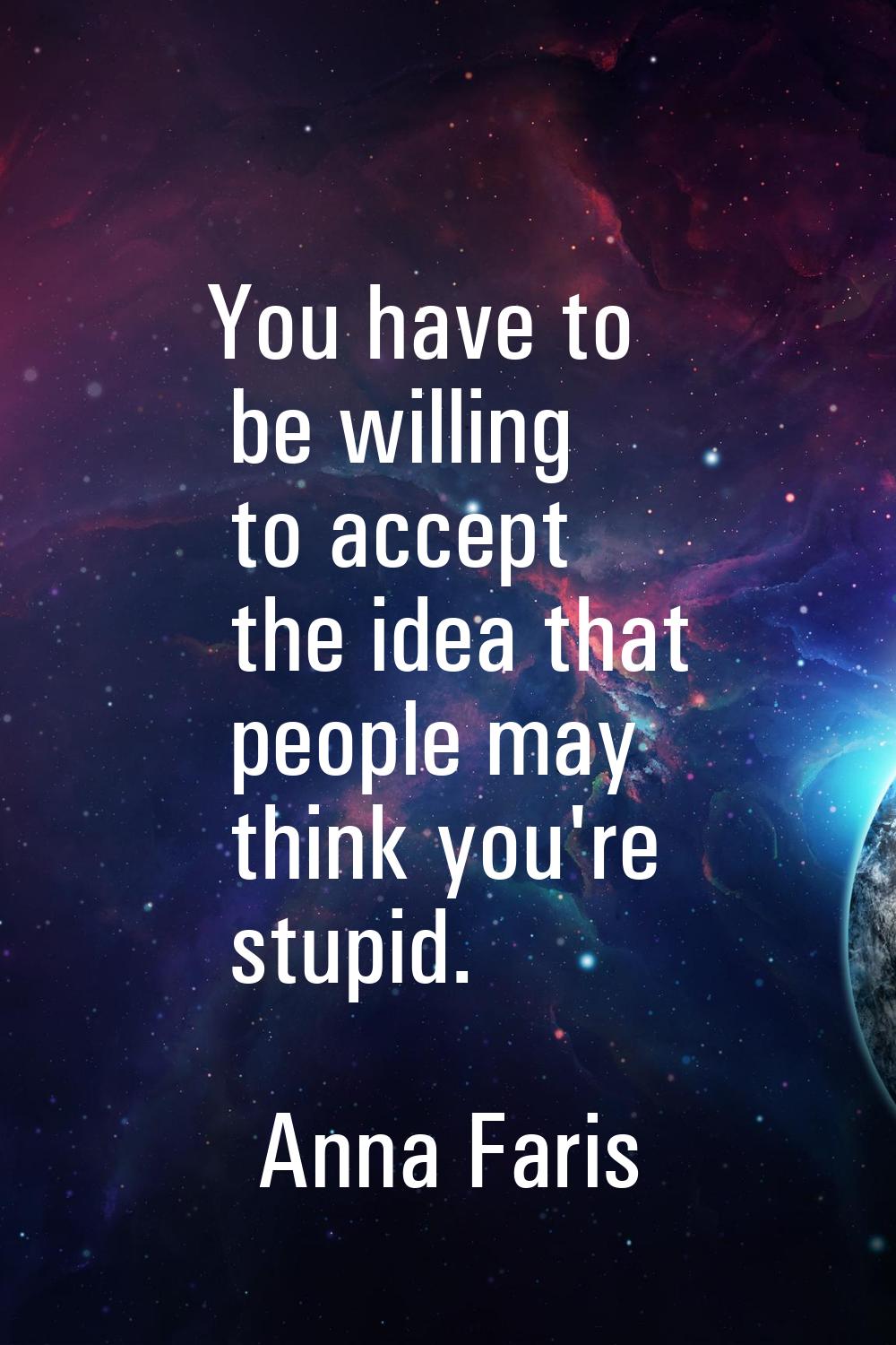 You have to be willing to accept the idea that people may think you're stupid.