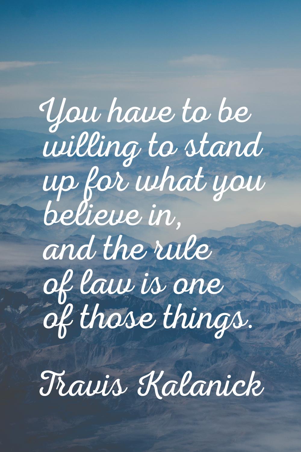 You have to be willing to stand up for what you believe in, and the rule of law is one of those thi