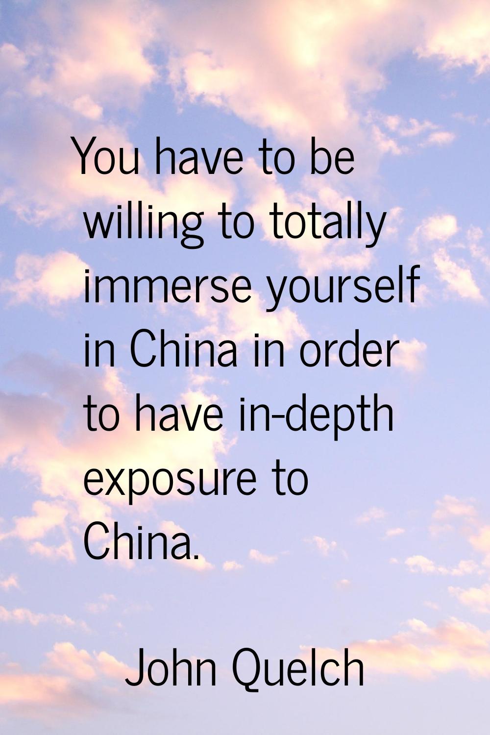 You have to be willing to totally immerse yourself in China in order to have in-depth exposure to C