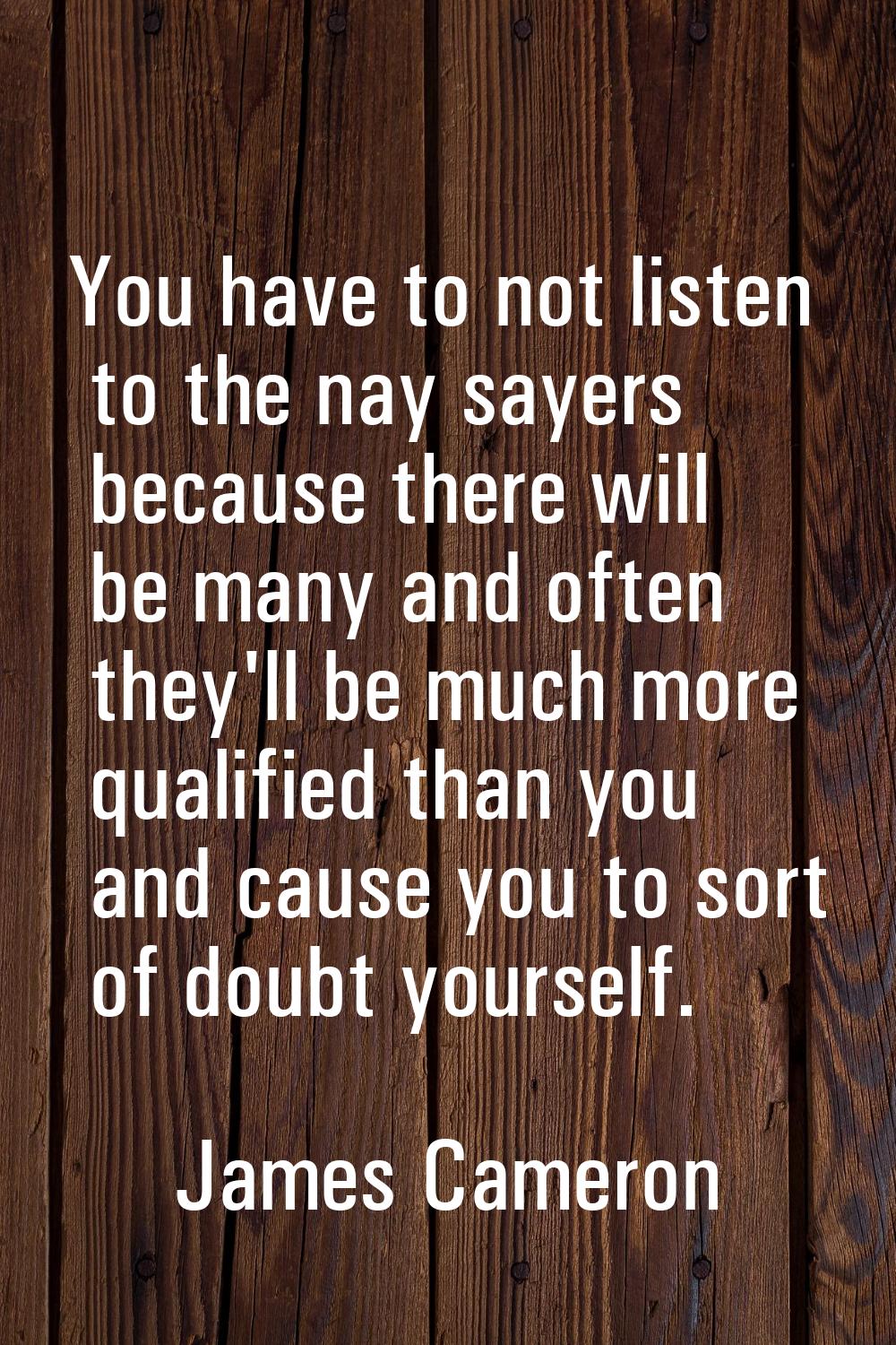 You have to not listen to the nay sayers because there will be many and often they'll be much more 