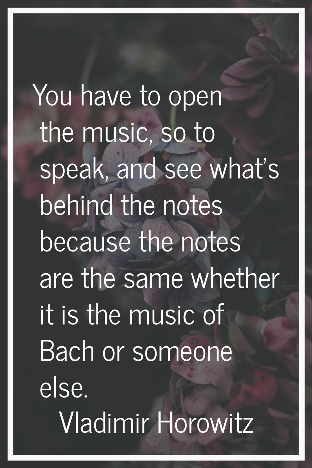 You have to open the music, so to speak, and see what's behind the notes because the notes are the 