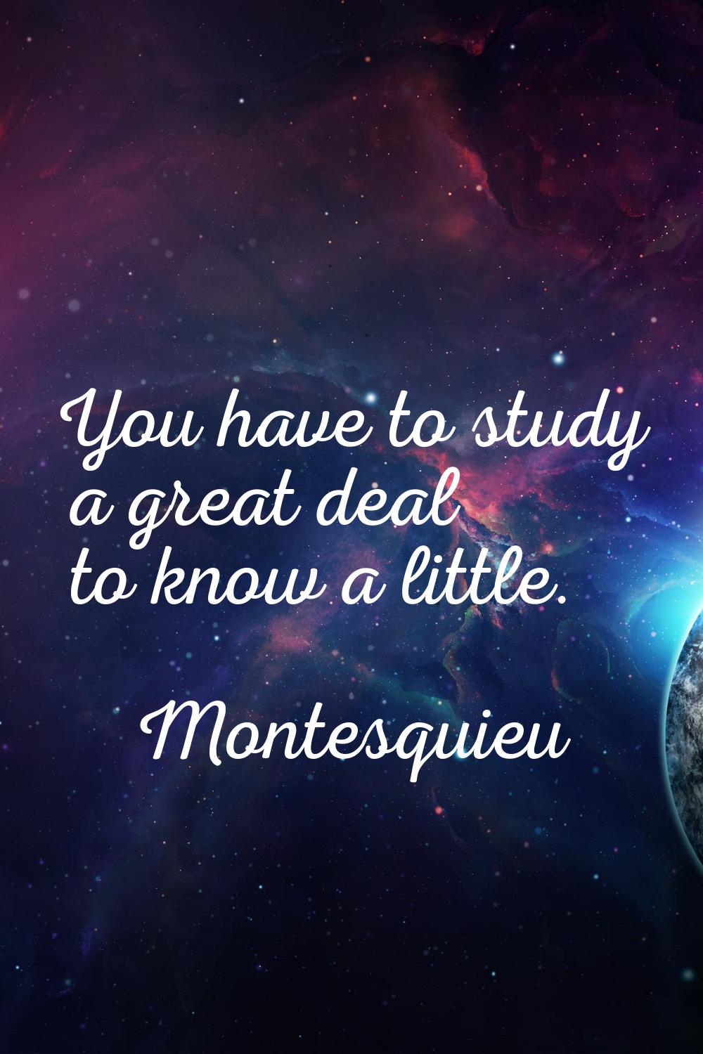 You have to study a great deal to know a little.