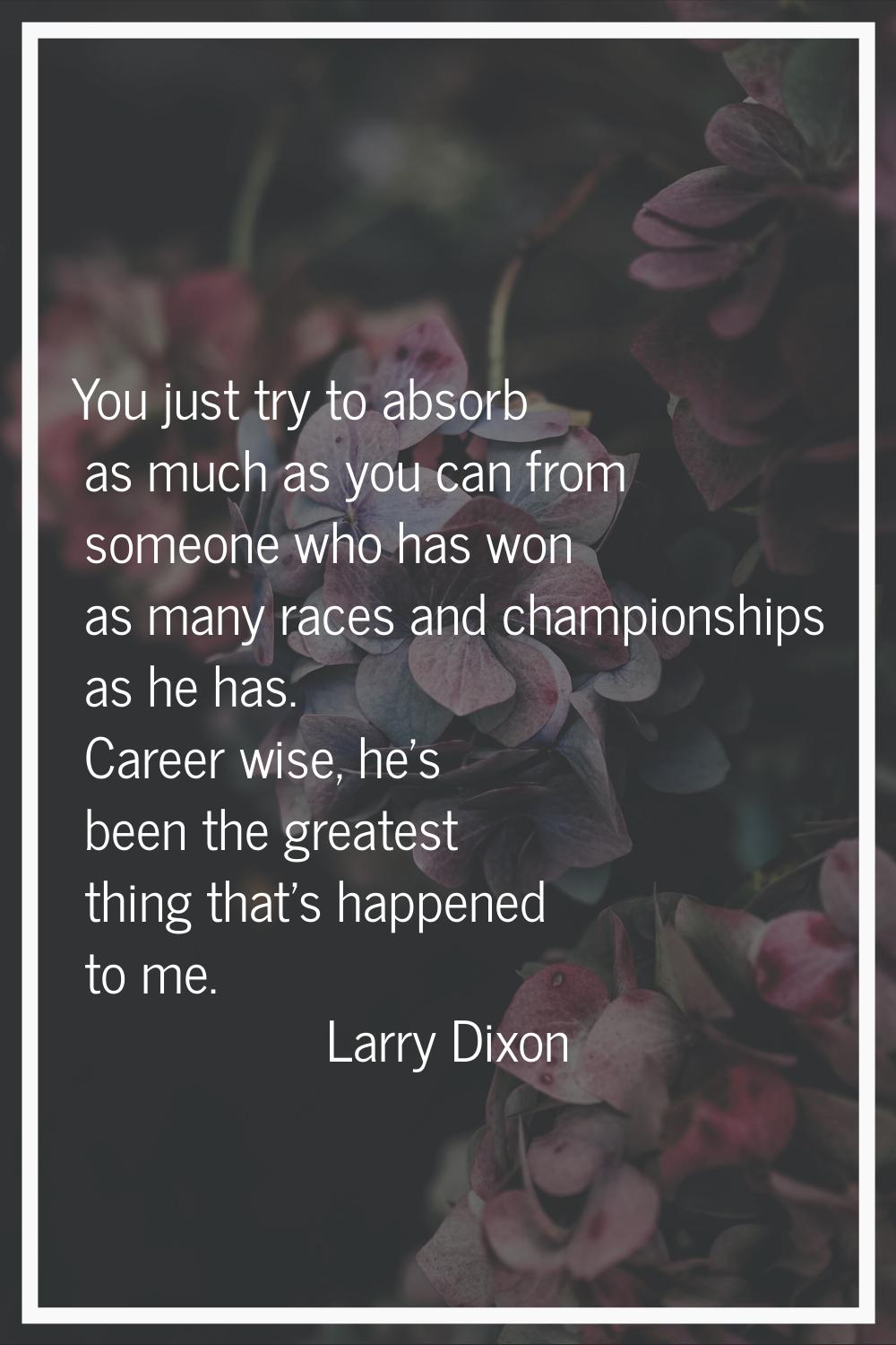 You just try to absorb as much as you can from someone who has won as many races and championships 