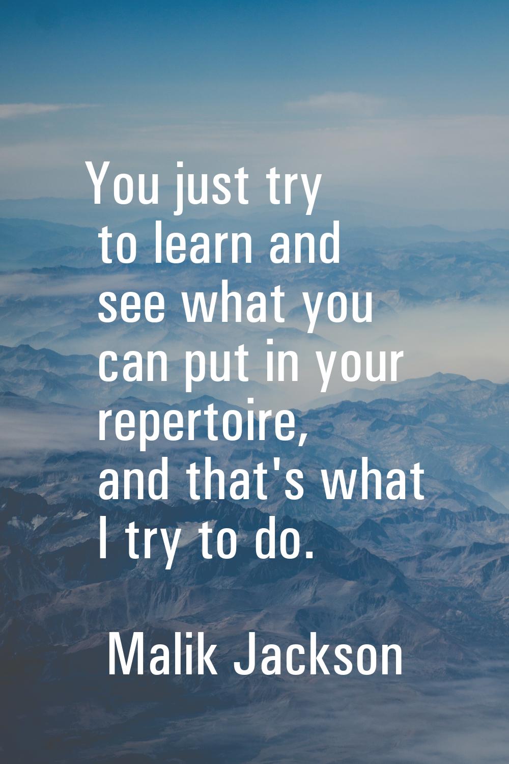 You just try to learn and see what you can put in your repertoire, and that's what I try to do.
