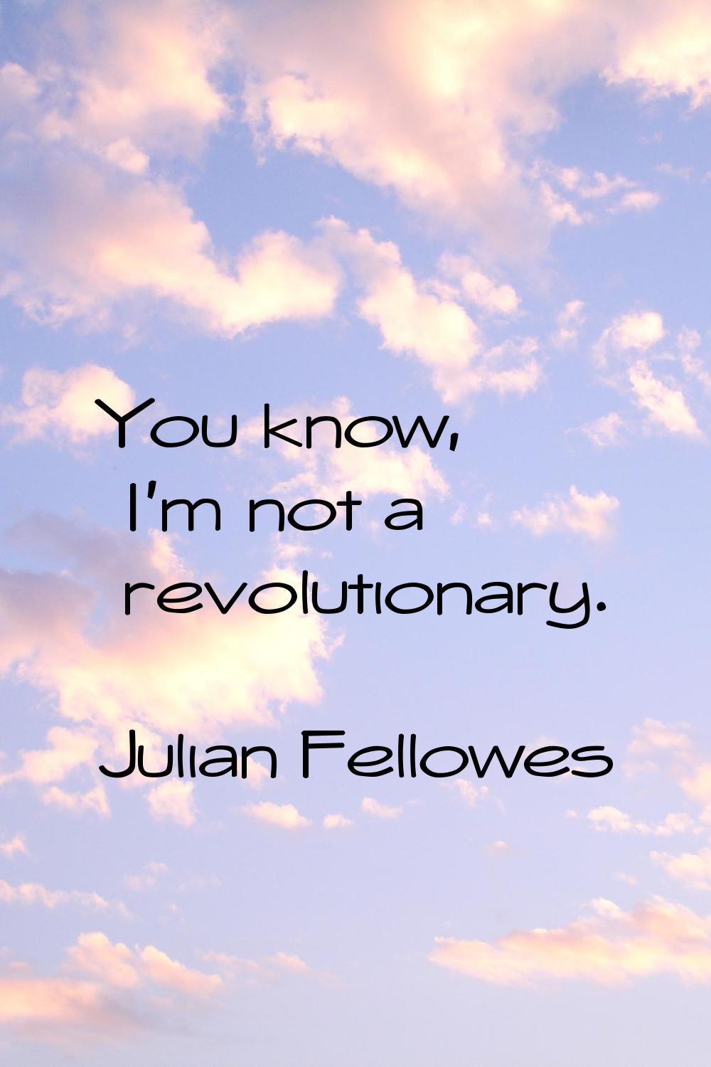 You know, I'm not a revolutionary.