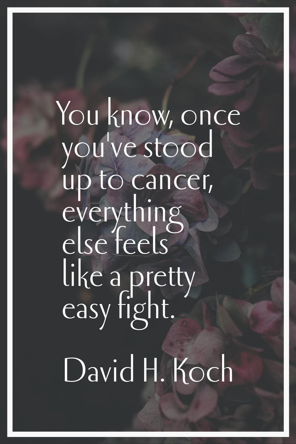 You know, once you've stood up to cancer, everything else feels like a pretty easy fight.