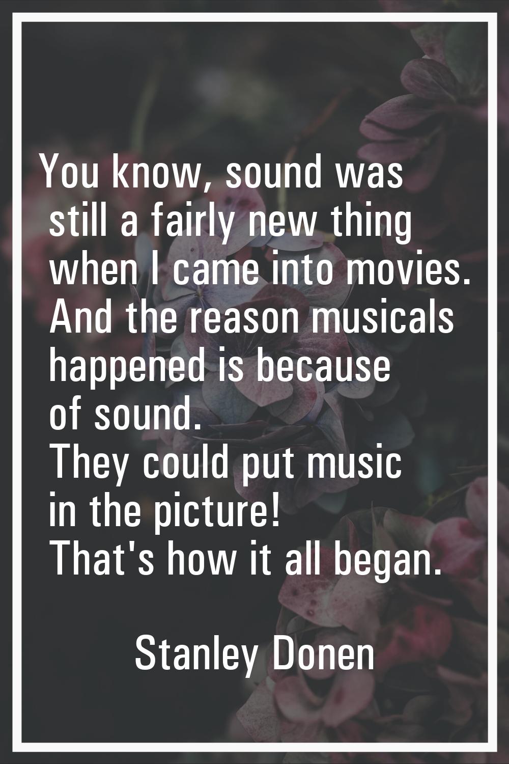 You know, sound was still a fairly new thing when I came into movies. And the reason musicals happe