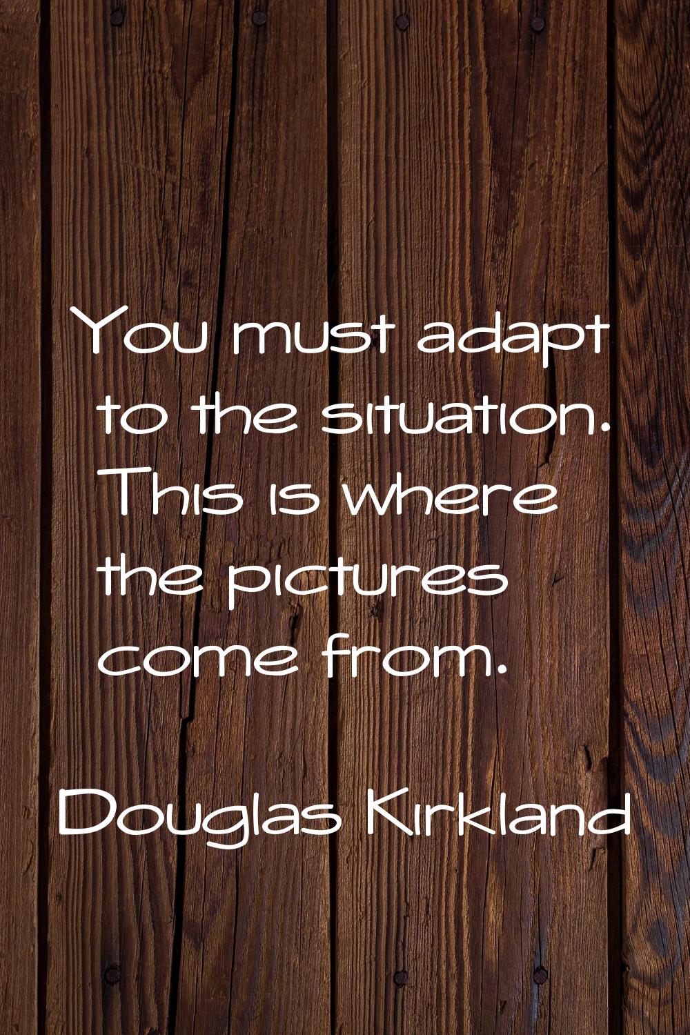 You must adapt to the situation. This is where the pictures come from.