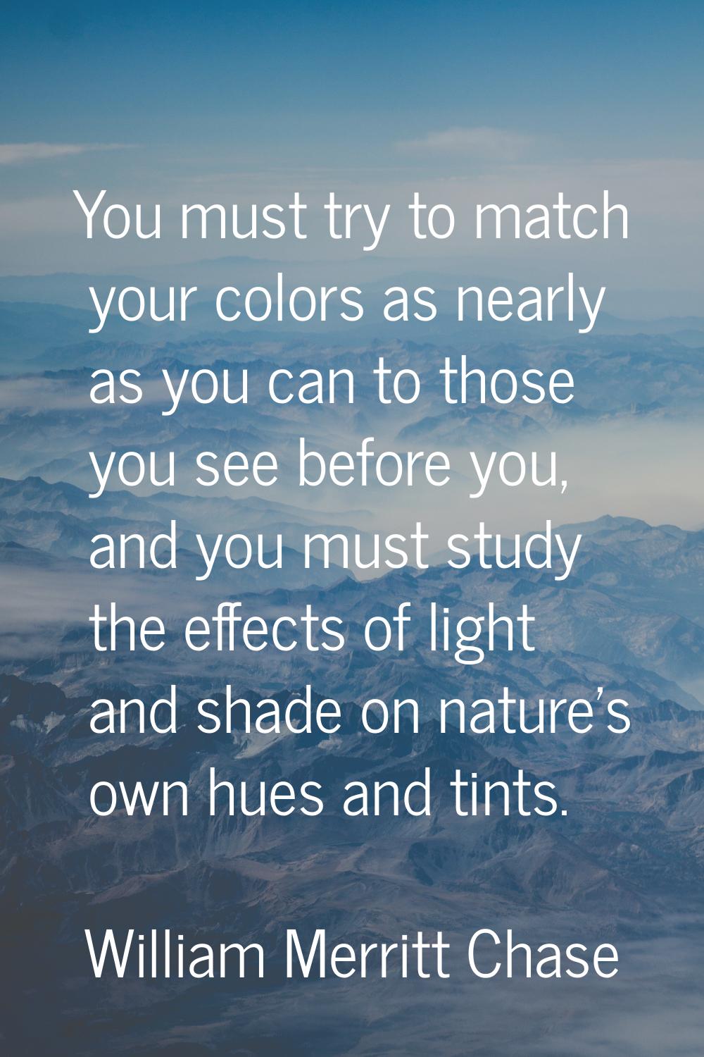 You must try to match your colors as nearly as you can to those you see before you, and you must st