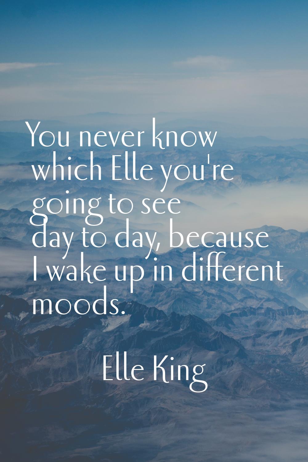 You never know which Elle you're going to see day to day, because I wake up in different moods.