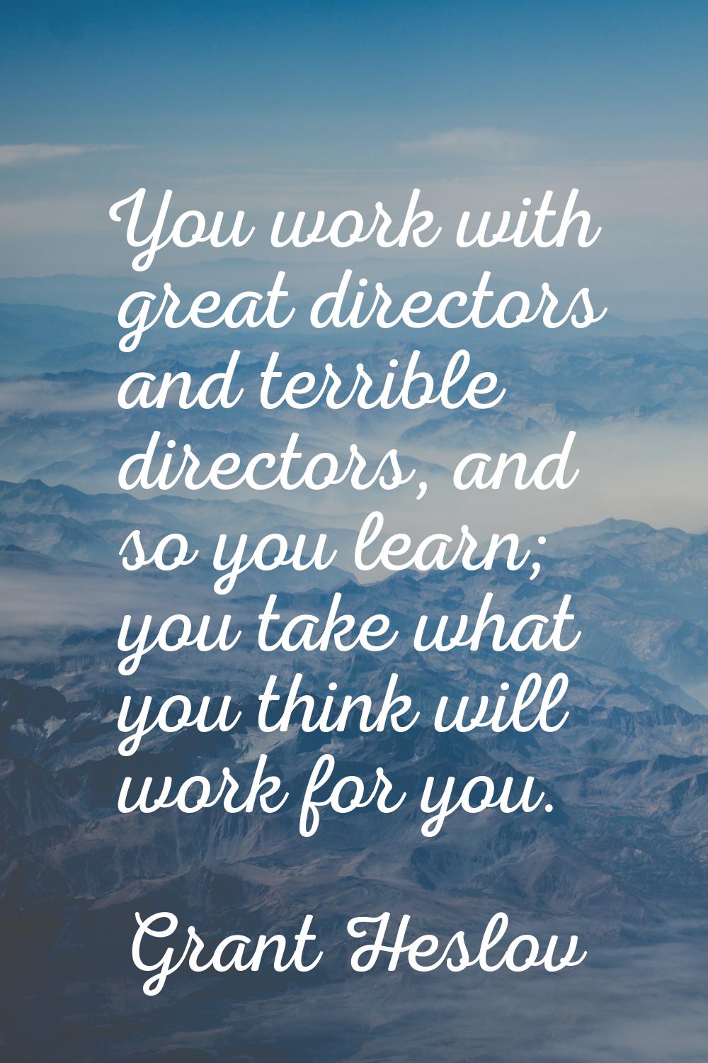You work with great directors and terrible directors, and so you learn; you take what you think wil