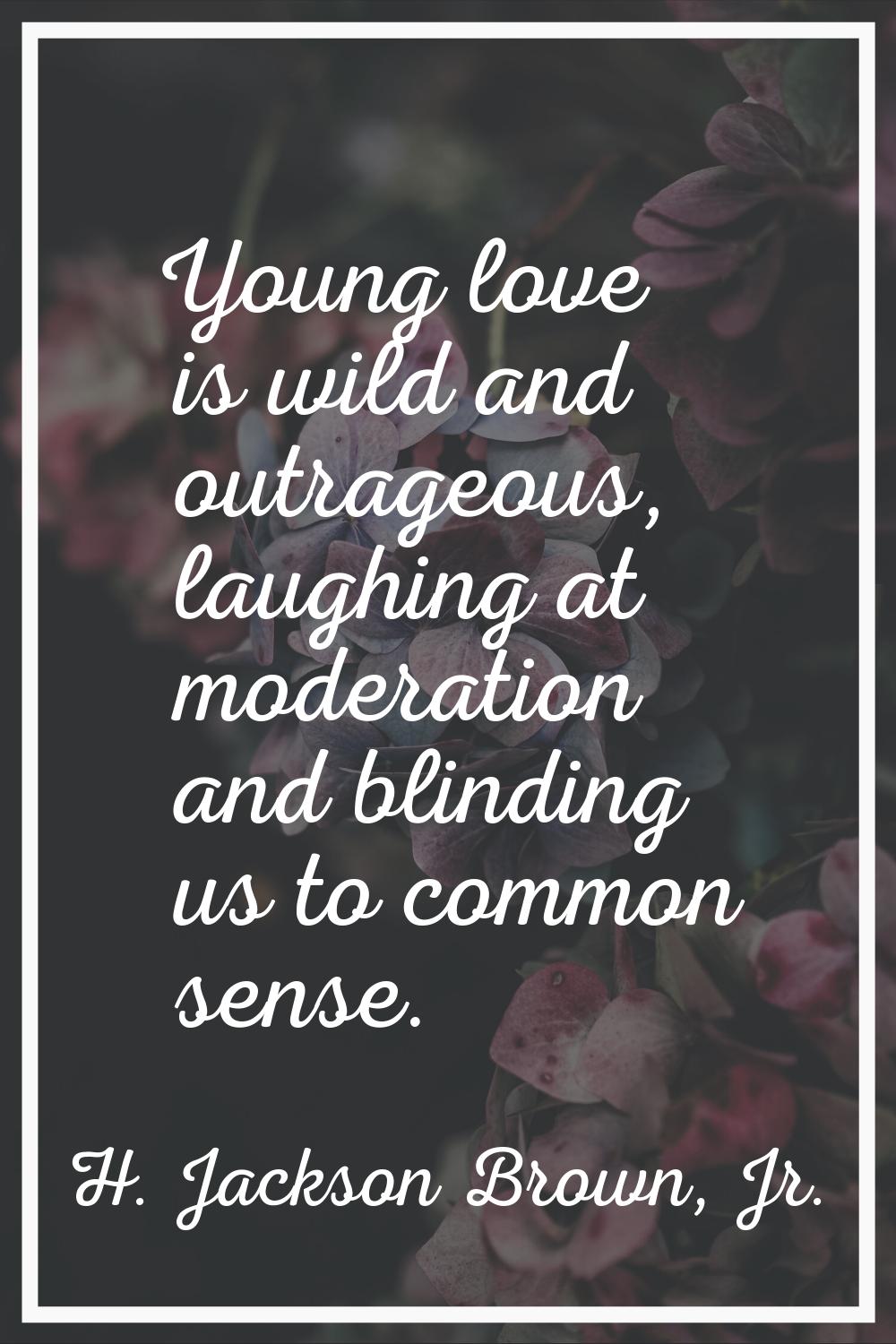 Young love is wild and outrageous, laughing at moderation and blinding us to common sense.
