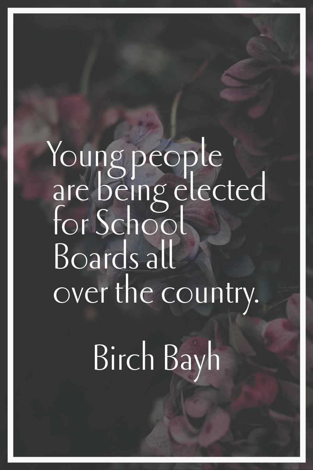 Young people are being elected for School Boards all over the country.