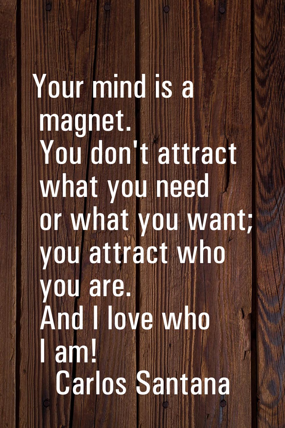 Your mind is a magnet. You don't attract what you need or what you want; you attract who you are. A