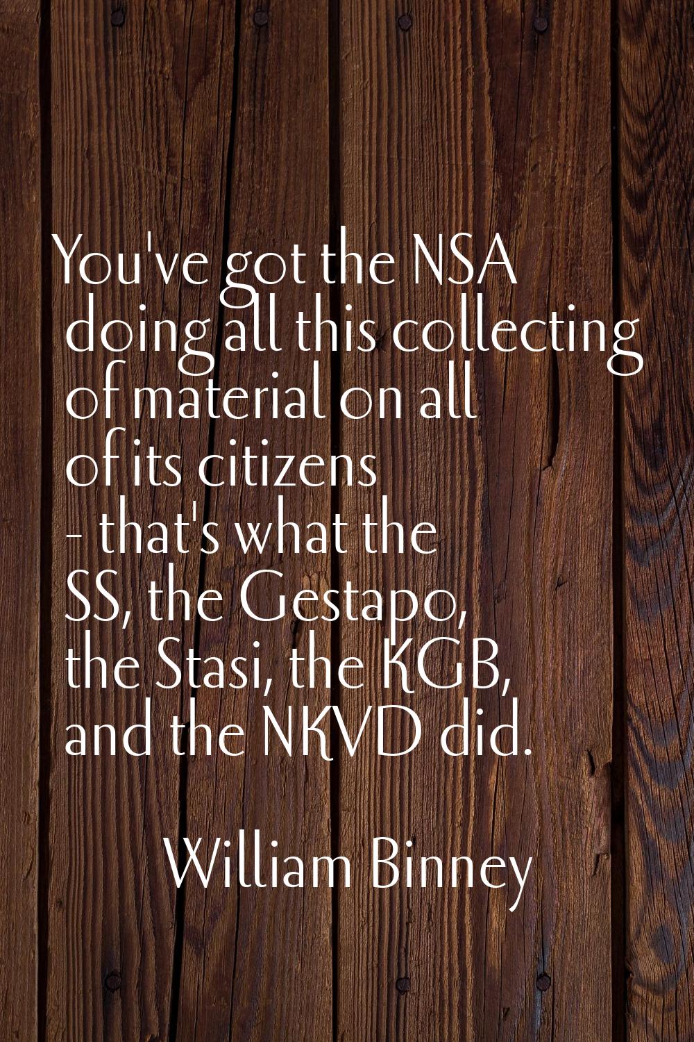 You've got the NSA doing all this collecting of material on all of its citizens - that's what the S