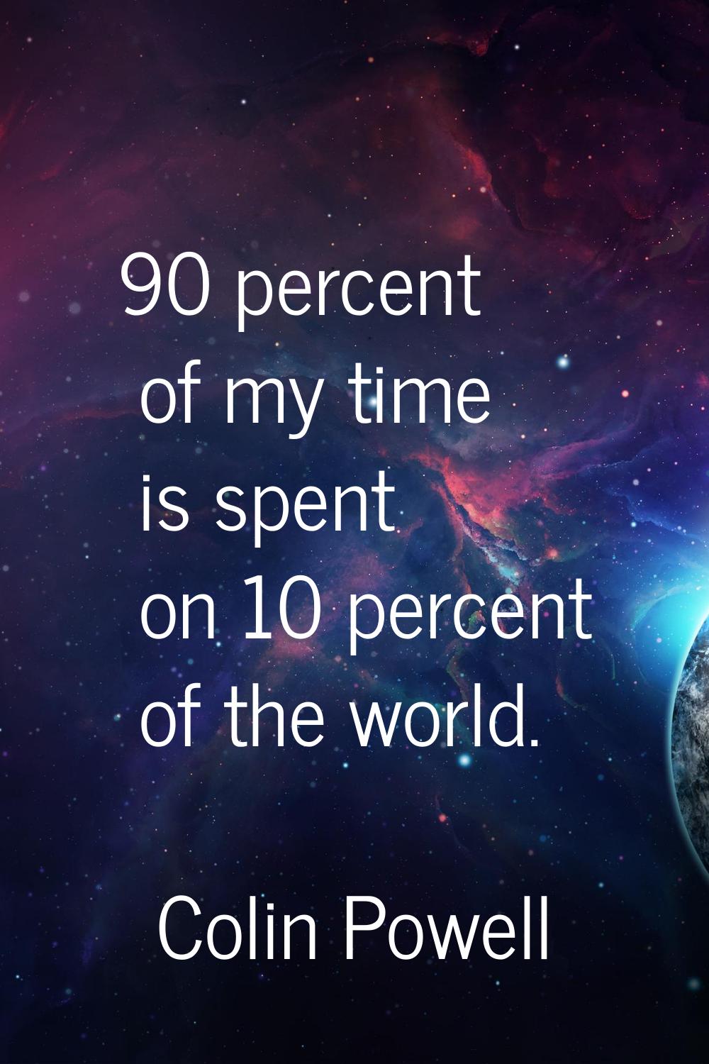 90 percent of my time is spent on 10 percent of the world.