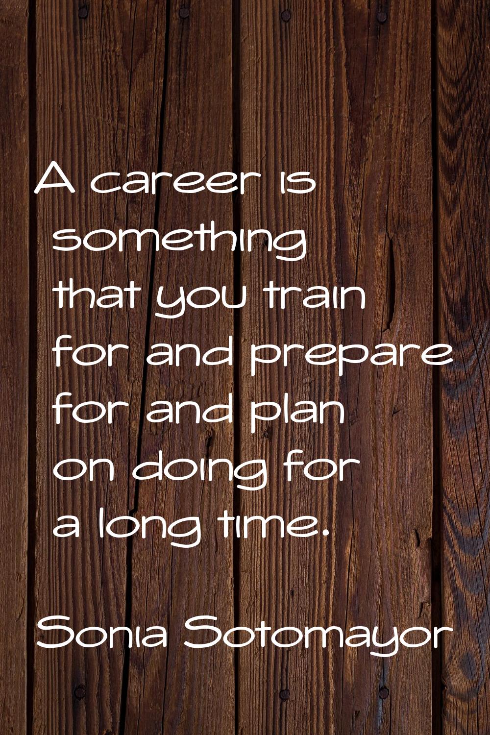A career is something that you train for and prepare for and plan on doing for a long time.