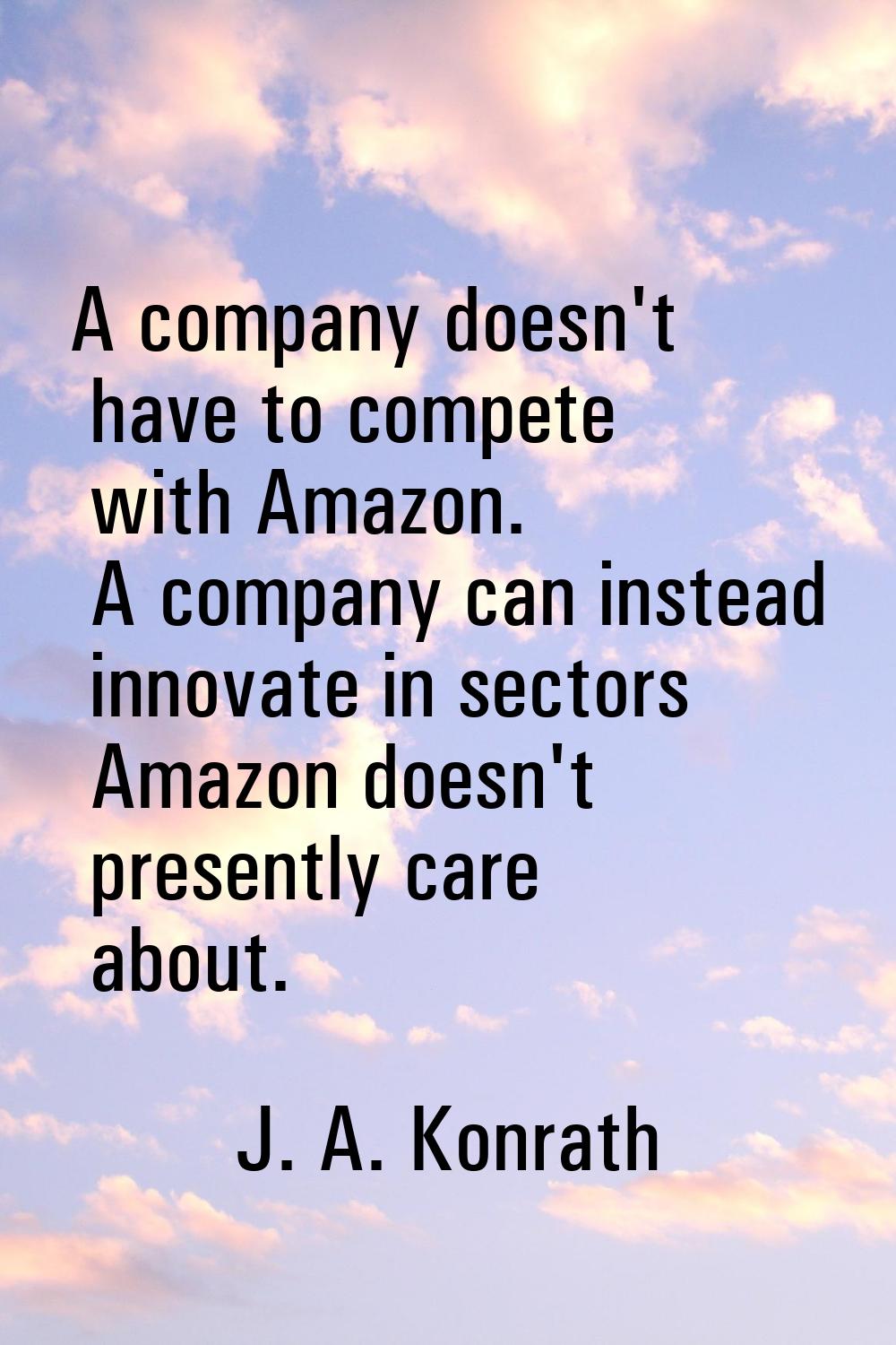 A company doesn't have to compete with Amazon. A company can instead innovate in sectors Amazon doe
