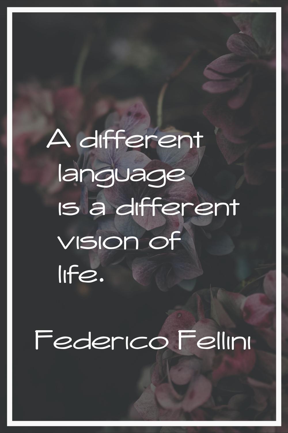 A different language is a different vision of life.