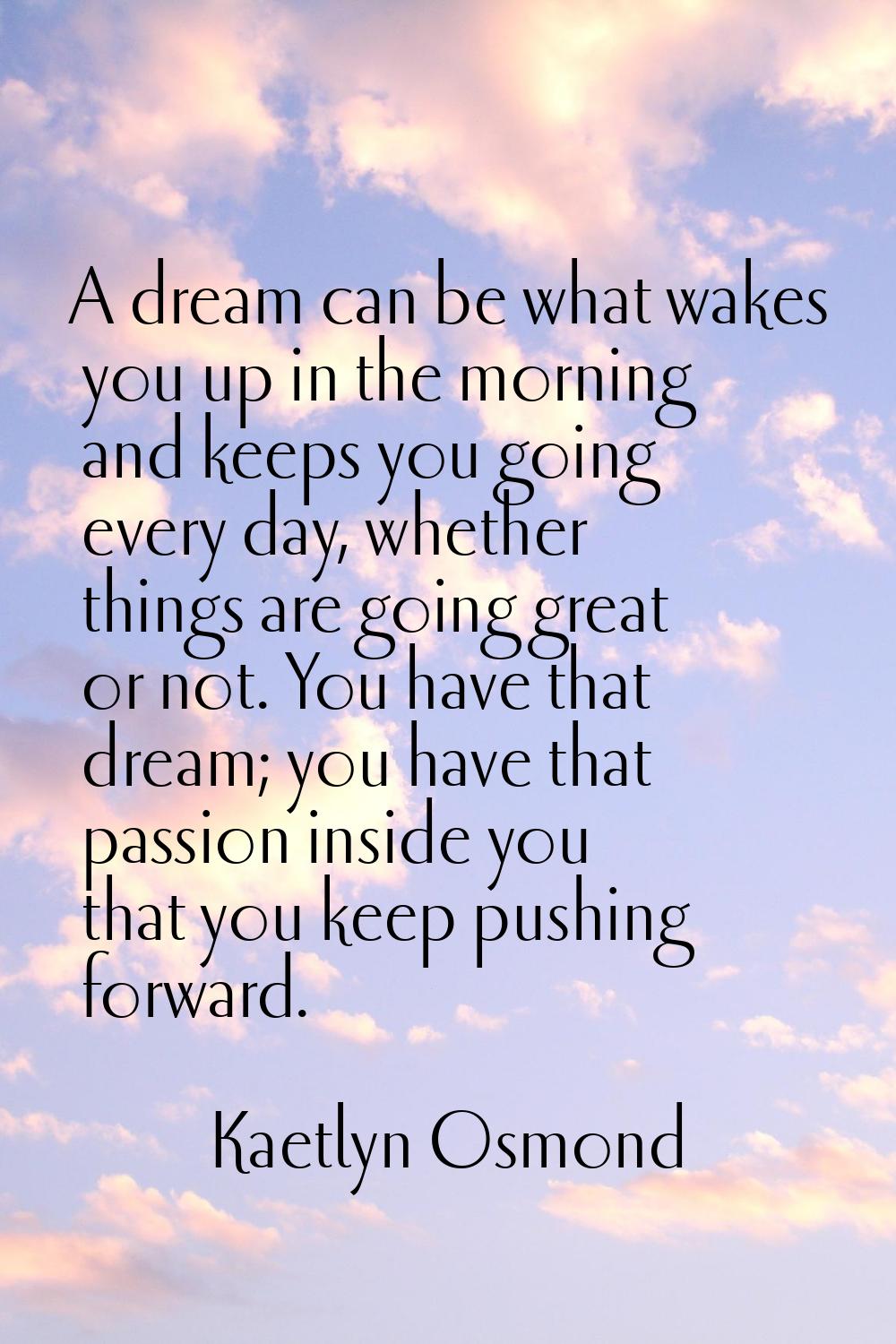 A dream can be what wakes you up in the morning and keeps you going every day, whether things are g