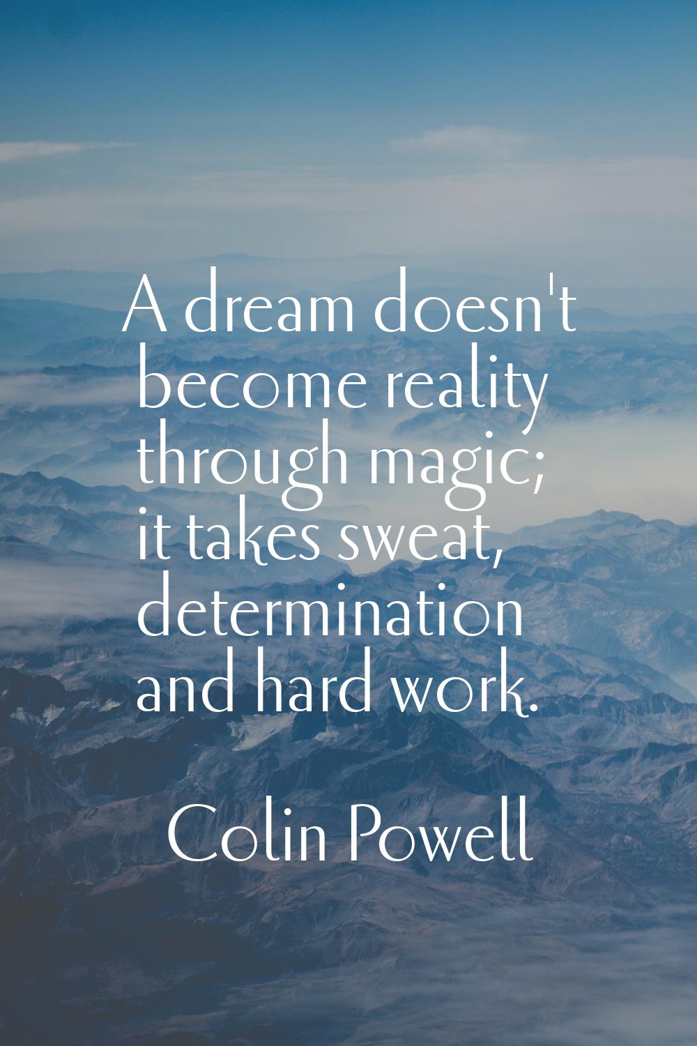 A dream doesn't become reality through magic; it takes sweat, determination and hard work.