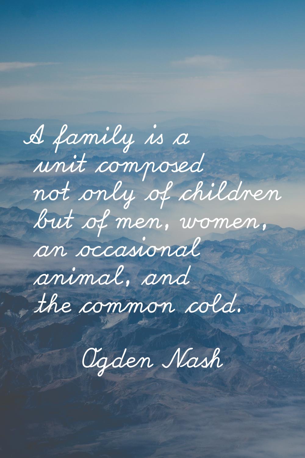 A family is a unit composed not only of children but of men, women, an occasional animal, and the c