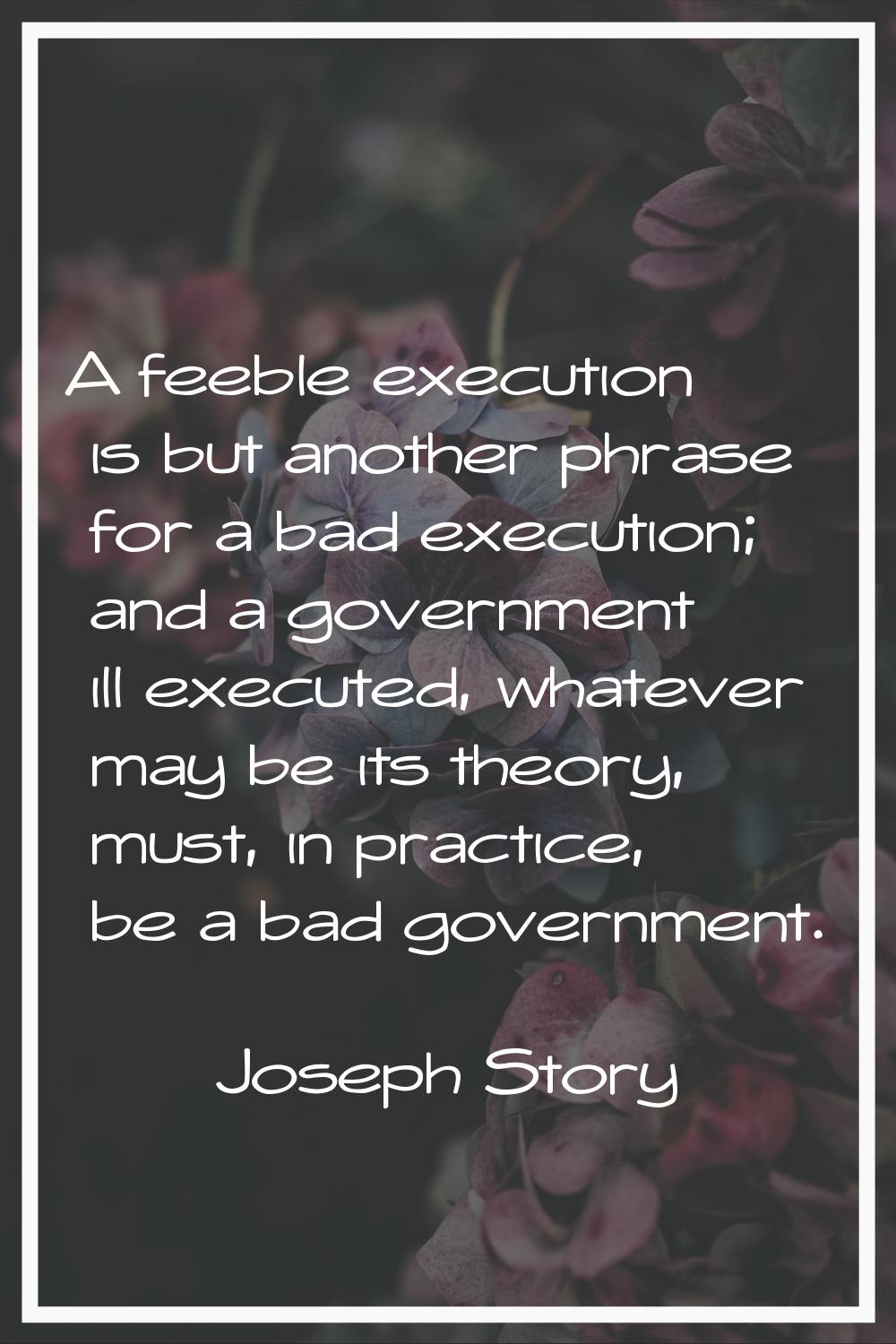 A feeble execution is but another phrase for a bad execution; and a government ill executed, whatev