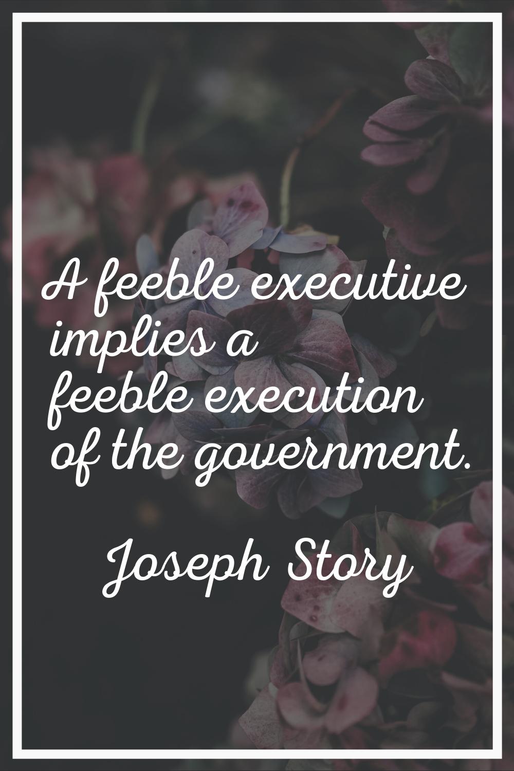 A feeble executive implies a feeble execution of the government.