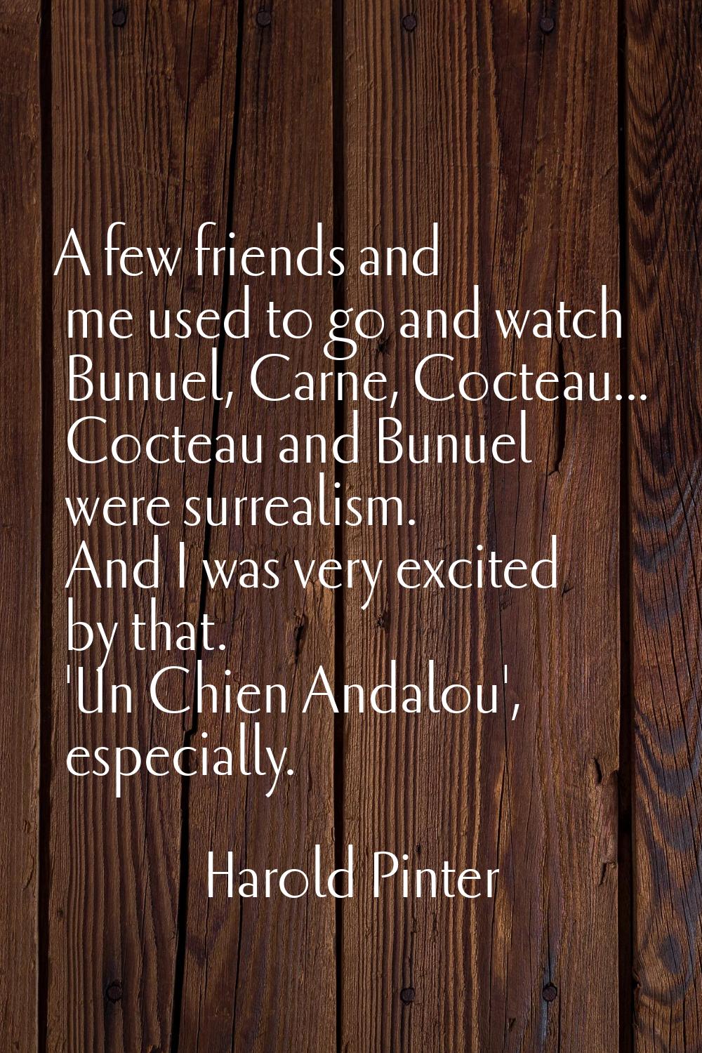 A few friends and me used to go and watch Bunuel, Carne, Cocteau... Cocteau and Bunuel were surreal