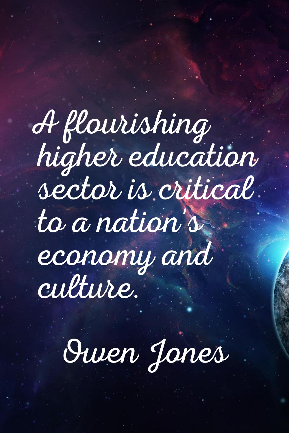 A flourishing higher education sector is critical to a nation's economy and culture.