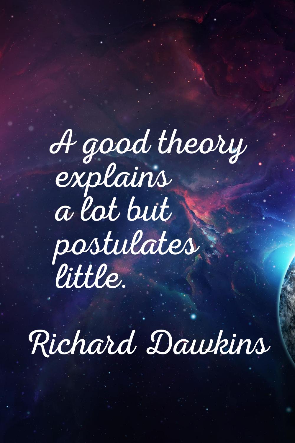 A good theory explains a lot but postulates little.
