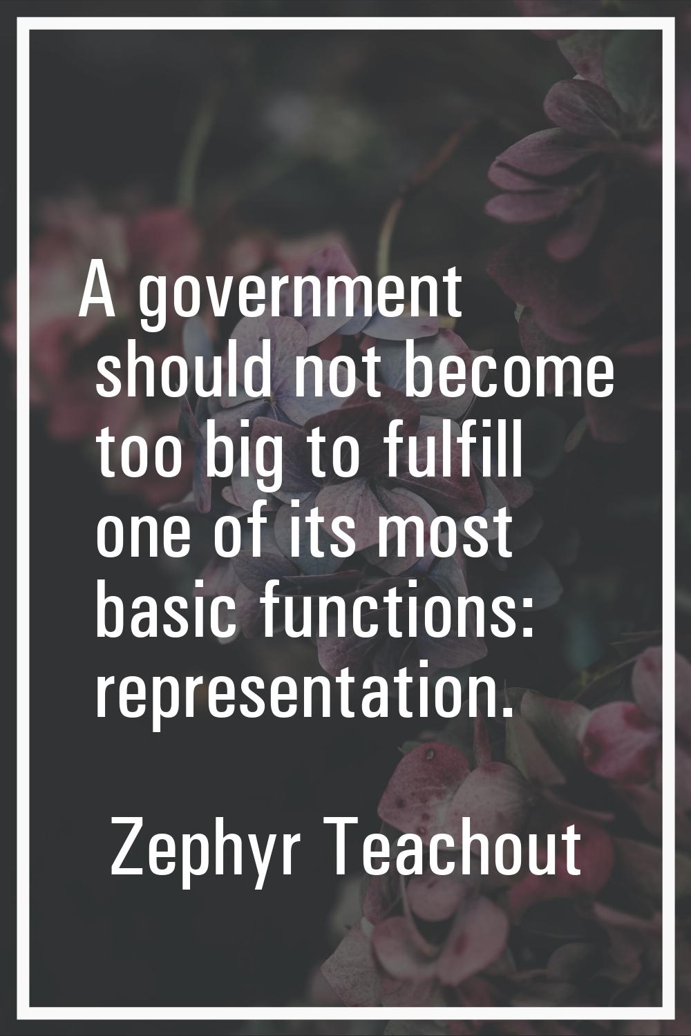 A government should not become too big to fulfill one of its most basic functions: representation.