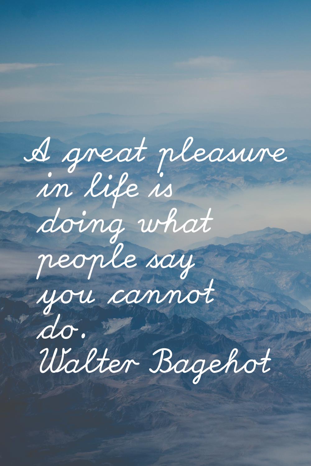 A great pleasure in life is doing what people say you cannot do.