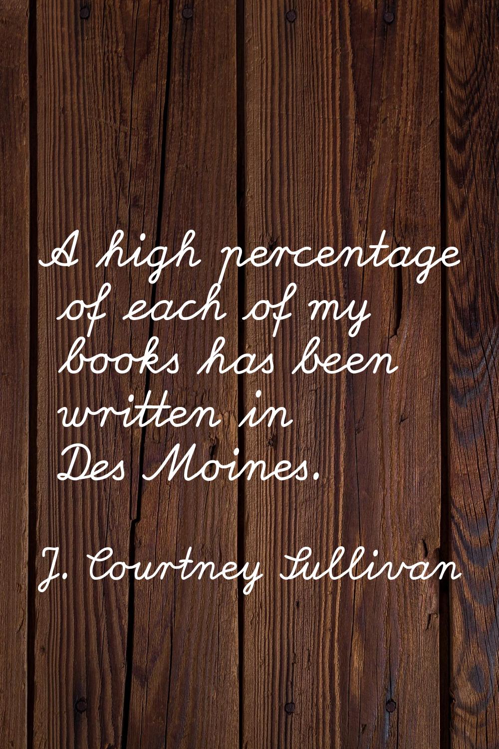 A high percentage of each of my books has been written in Des Moines.