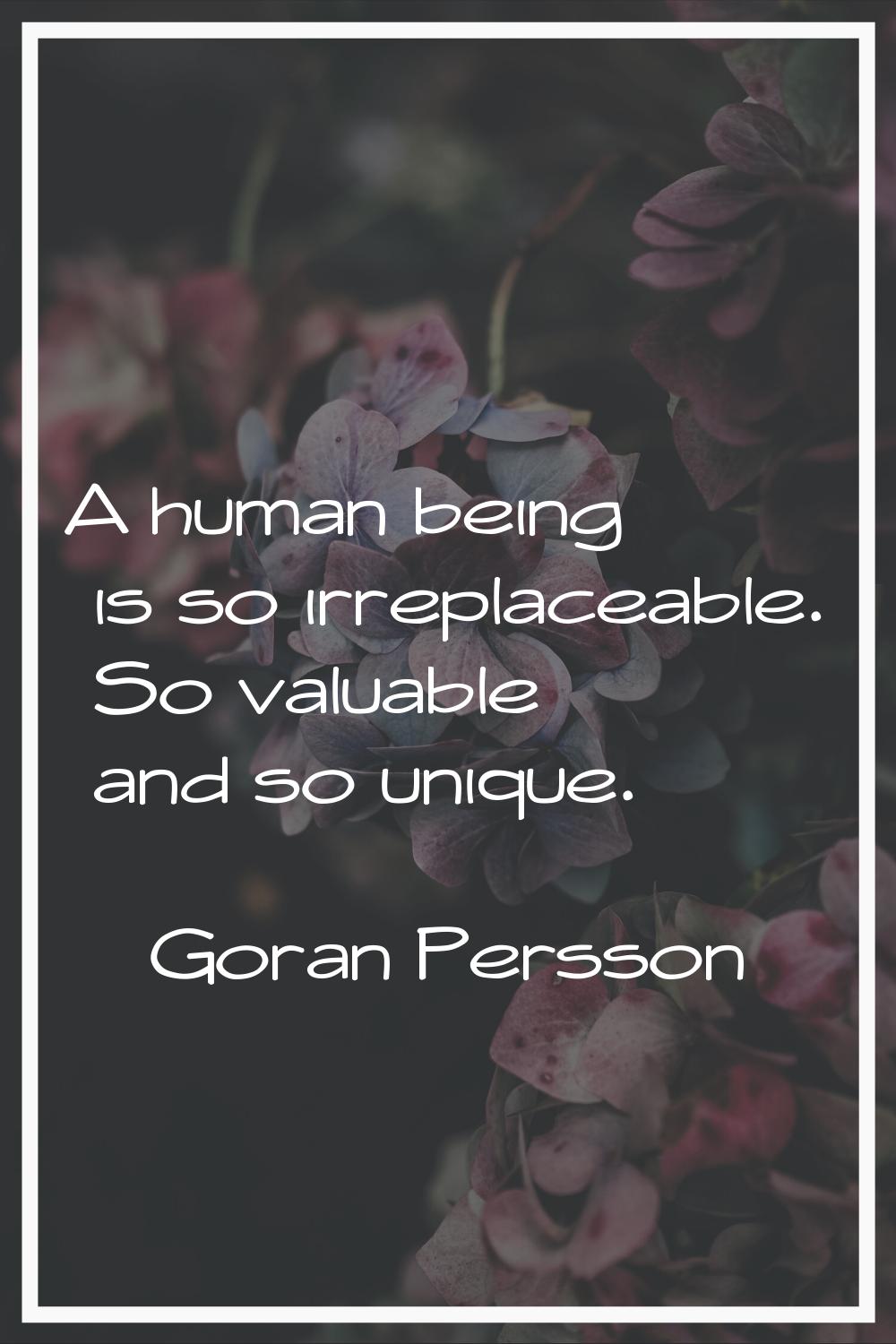 A human being is so irreplaceable. So valuable and so unique.