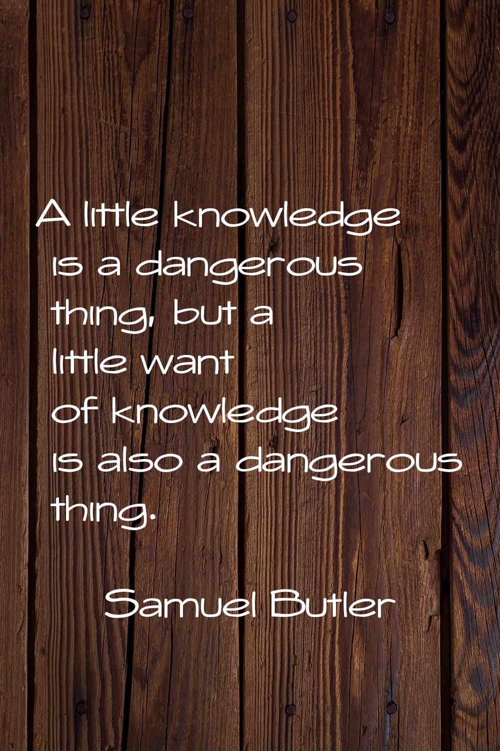 A little knowledge is a dangerous thing, but a little want of knowledge is also a dangerous thing.