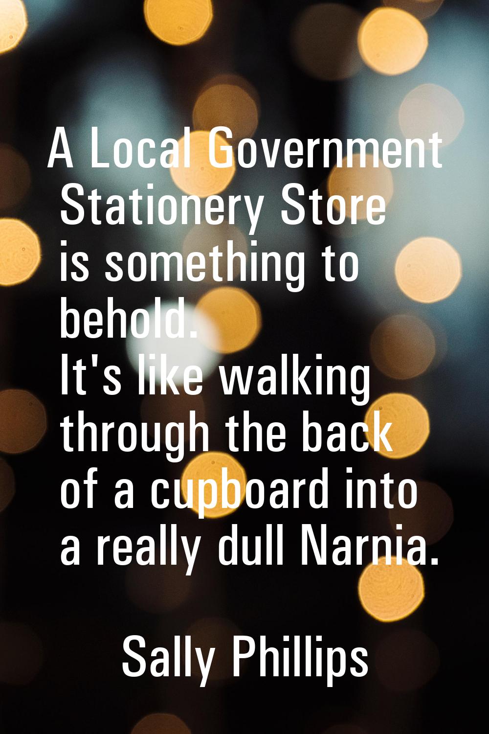 A Local Government Stationery Store is something to behold. It's like walking through the back of a