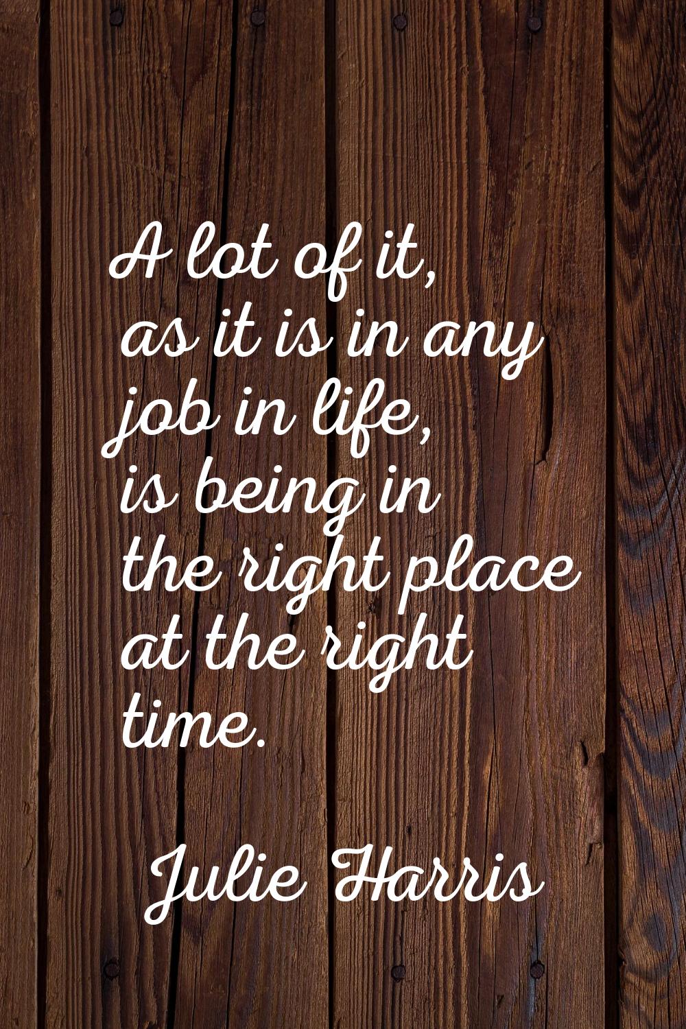 A lot of it, as it is in any job in life, is being in the right place at the right time.
