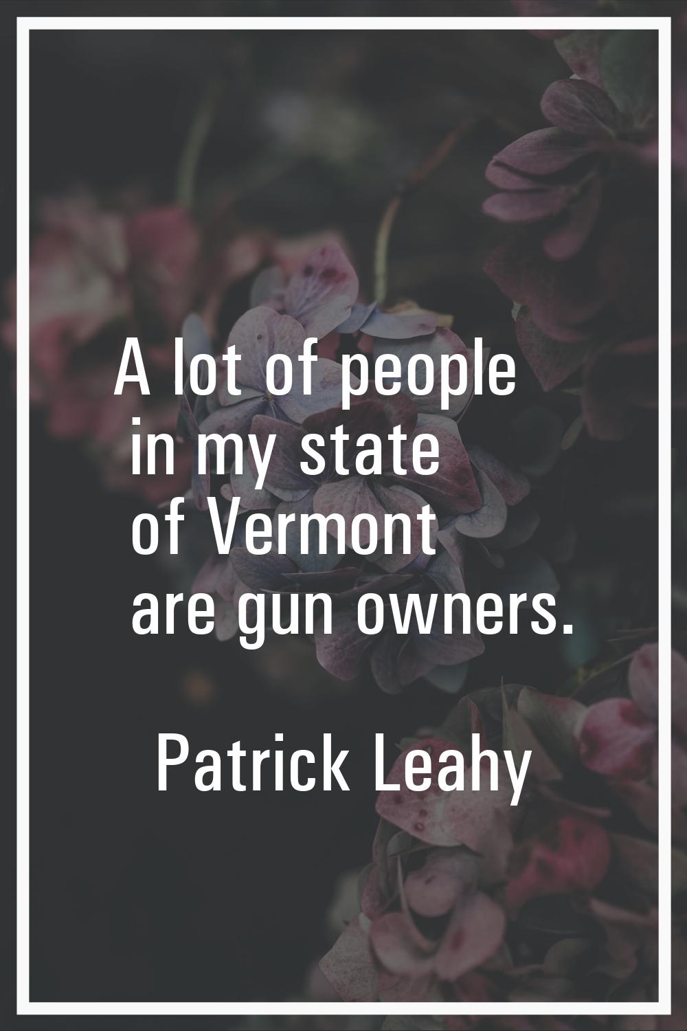 A lot of people in my state of Vermont are gun owners.