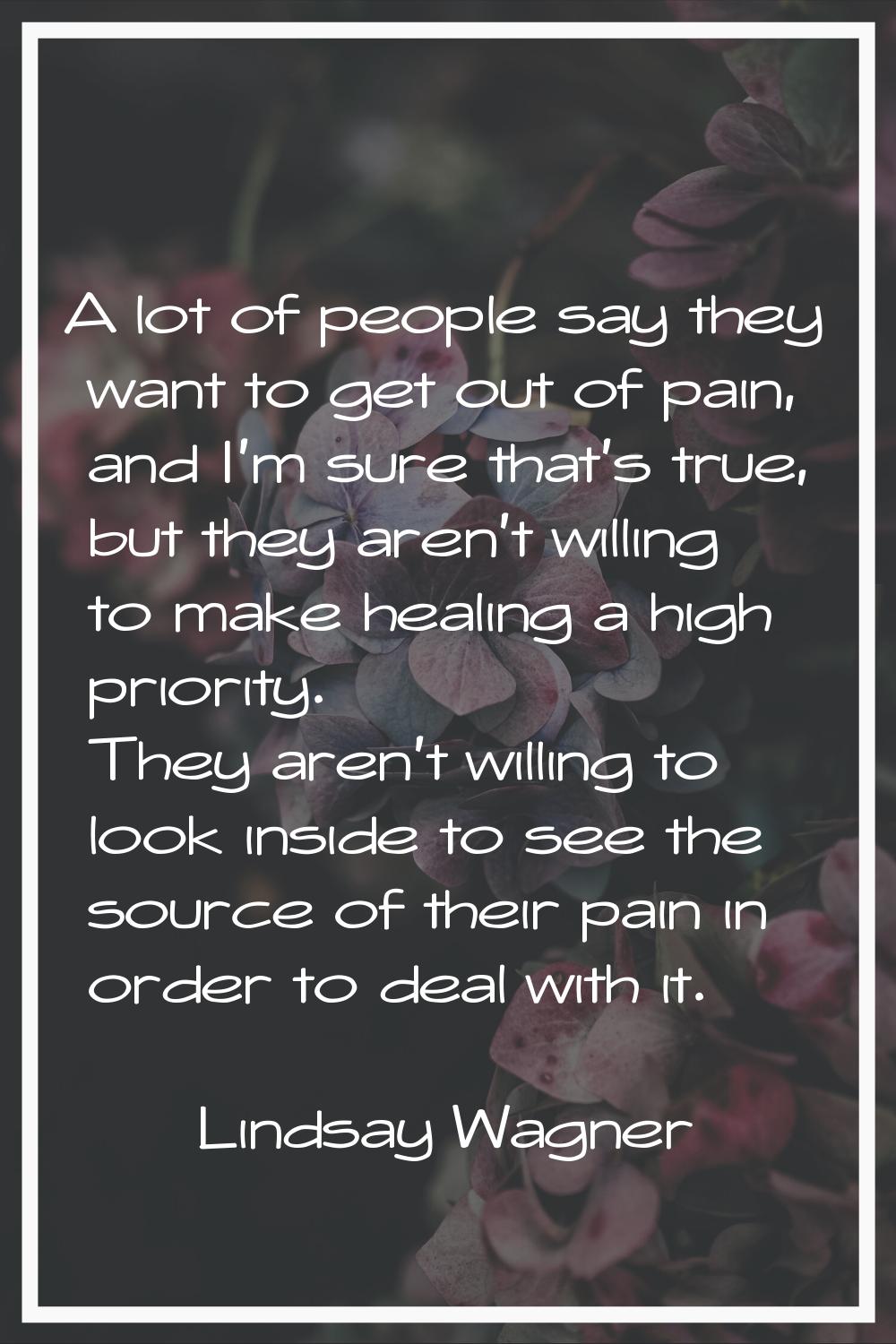 A lot of people say they want to get out of pain, and I'm sure that's true, but they aren't willing